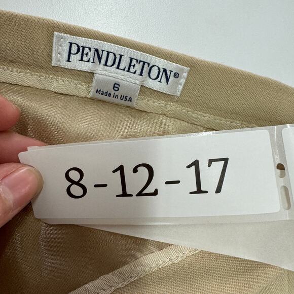 Pendleton Skirt Womens 6 Tan Vented Pencil Knee Length Vintage Virgin Wool - Picture 3 of 8